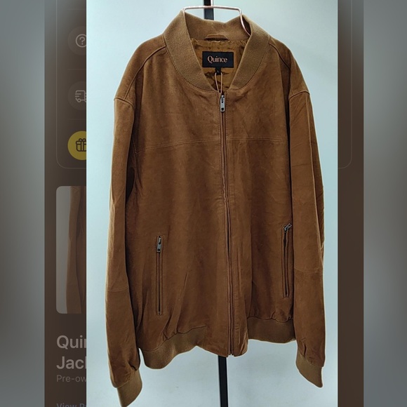 QUINCE 100% Suede Harrington Jacket Mens Size L Color Brown - Picture 5 of 5
